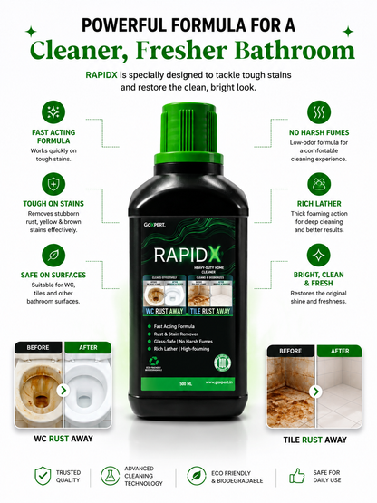 RAPIDX + STAINXPERT Cleaning Combo | Bathroom Rust & Multi-Surface Stain Remover